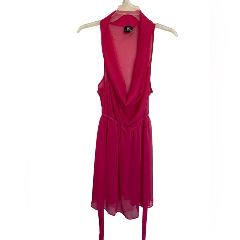 Double Zero pink scoop neck sheer dress